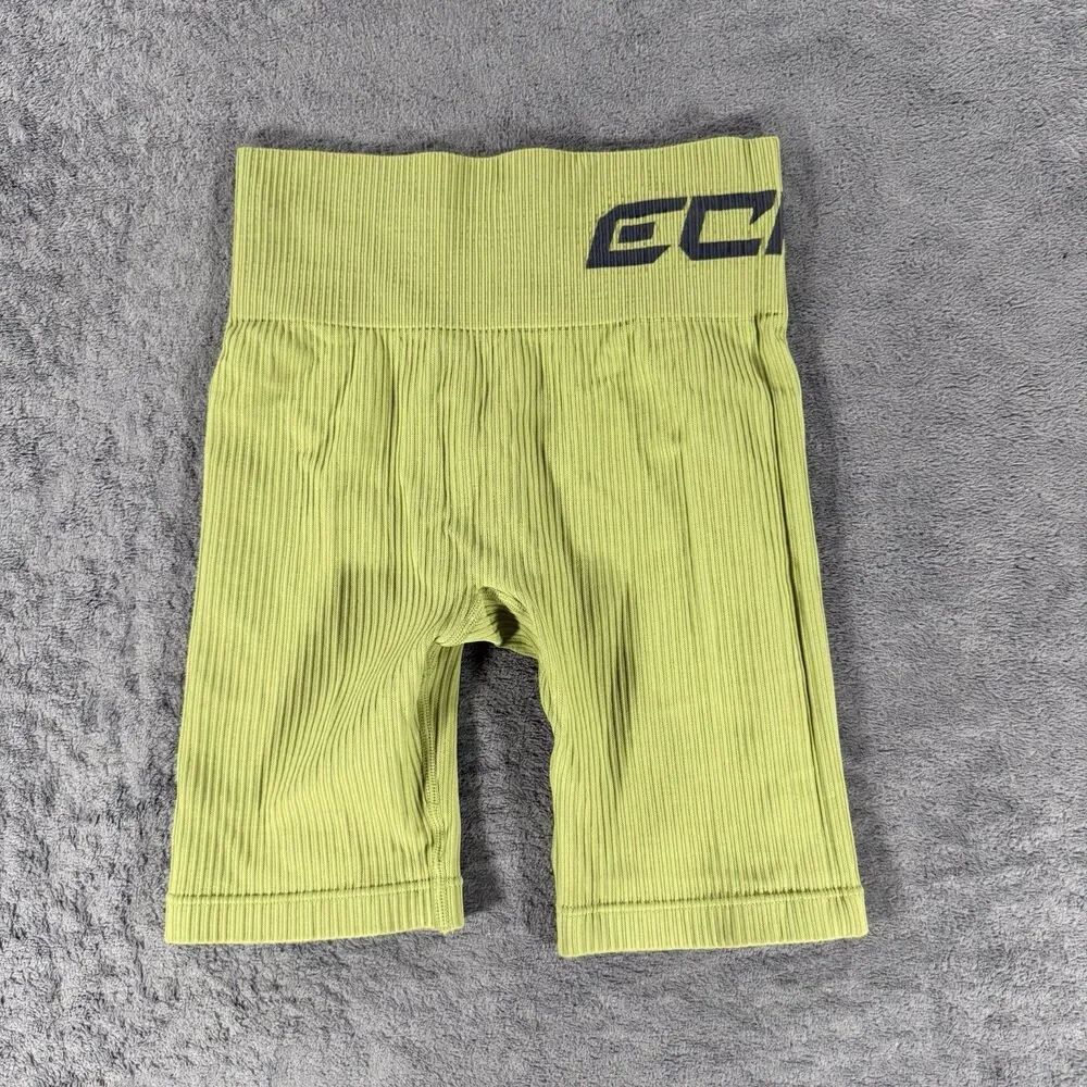 ECHT Arise Comfort Women’s Medium Green Ribbed Compression Set Top Biker Shorts